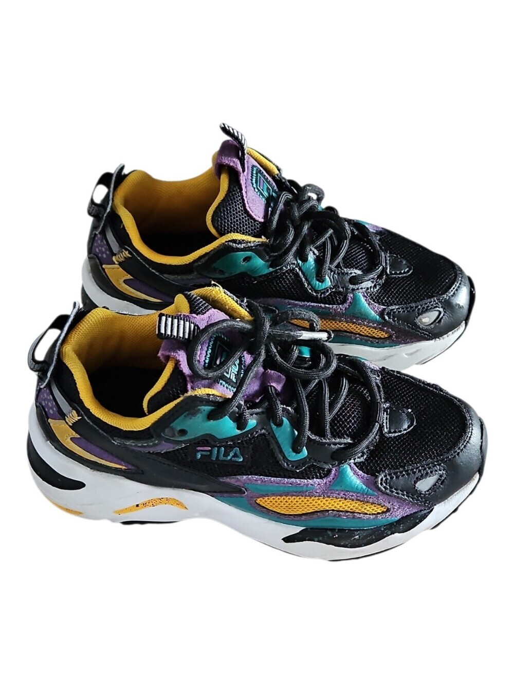 Fila Ray Tracer Apex Sneakers In Black/Imperial Purple/White Boys 12